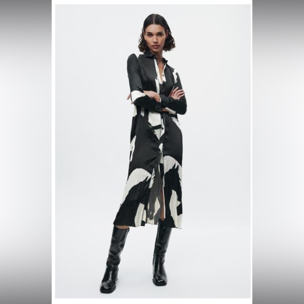 Zara PRINTED SHIRT DRESS ZW COLLECTION